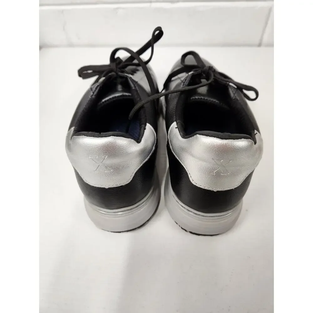 Xena Workwear Rogue EH Work Shoes For Women's, Size 8, Black & Silver. Steel Toe